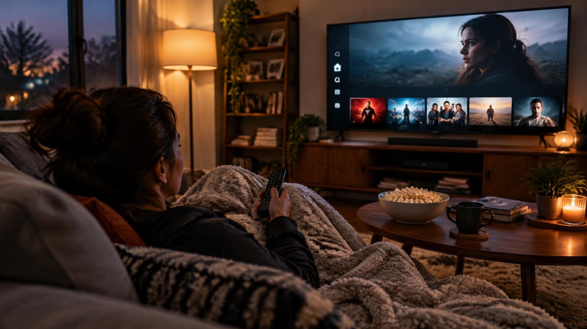 person binge watching tv